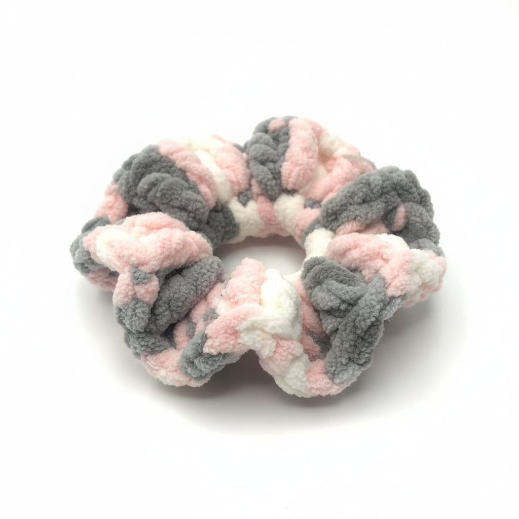 White,gray,pink scrunchies
