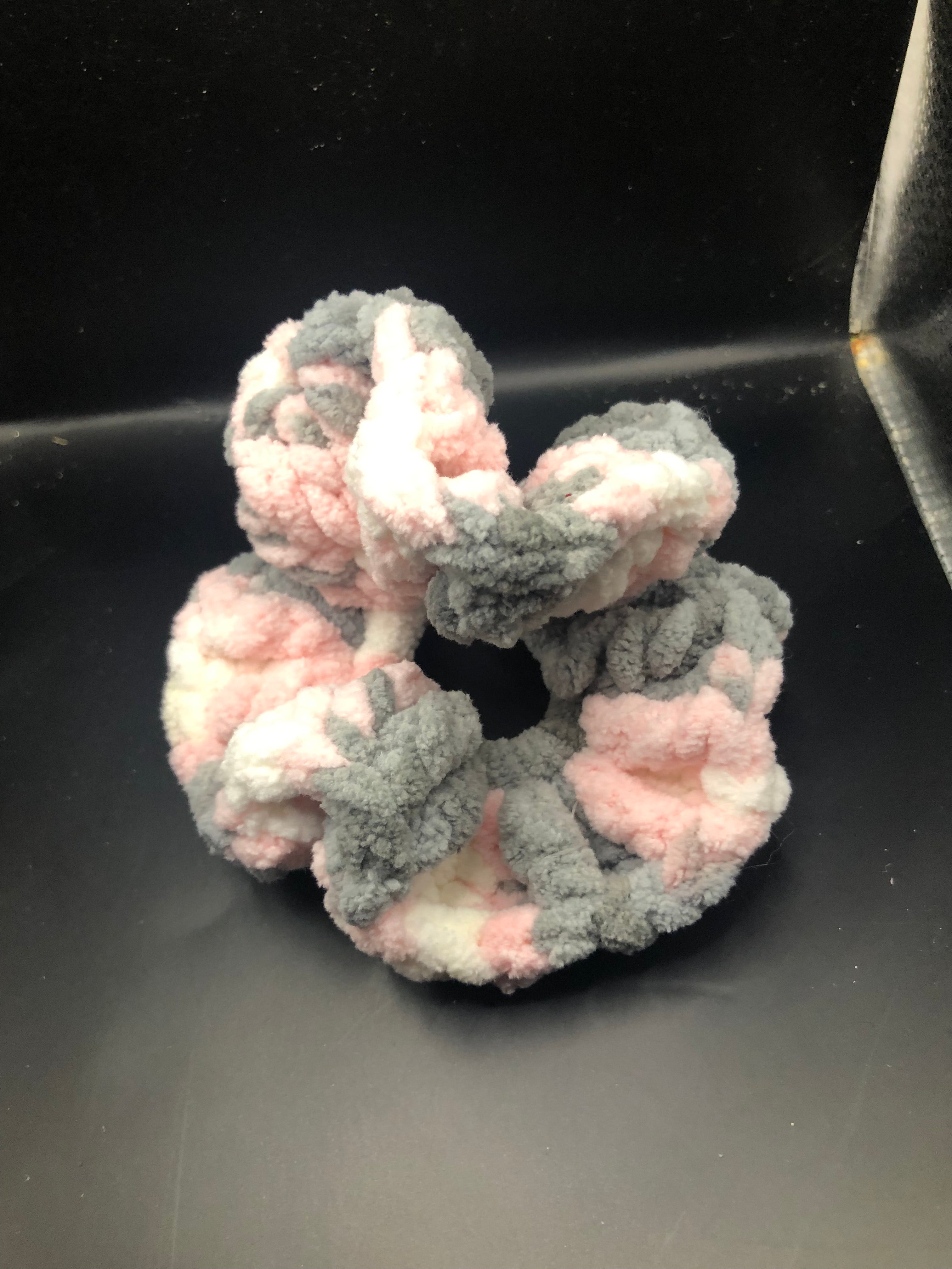 White,gray,pink scrunchies