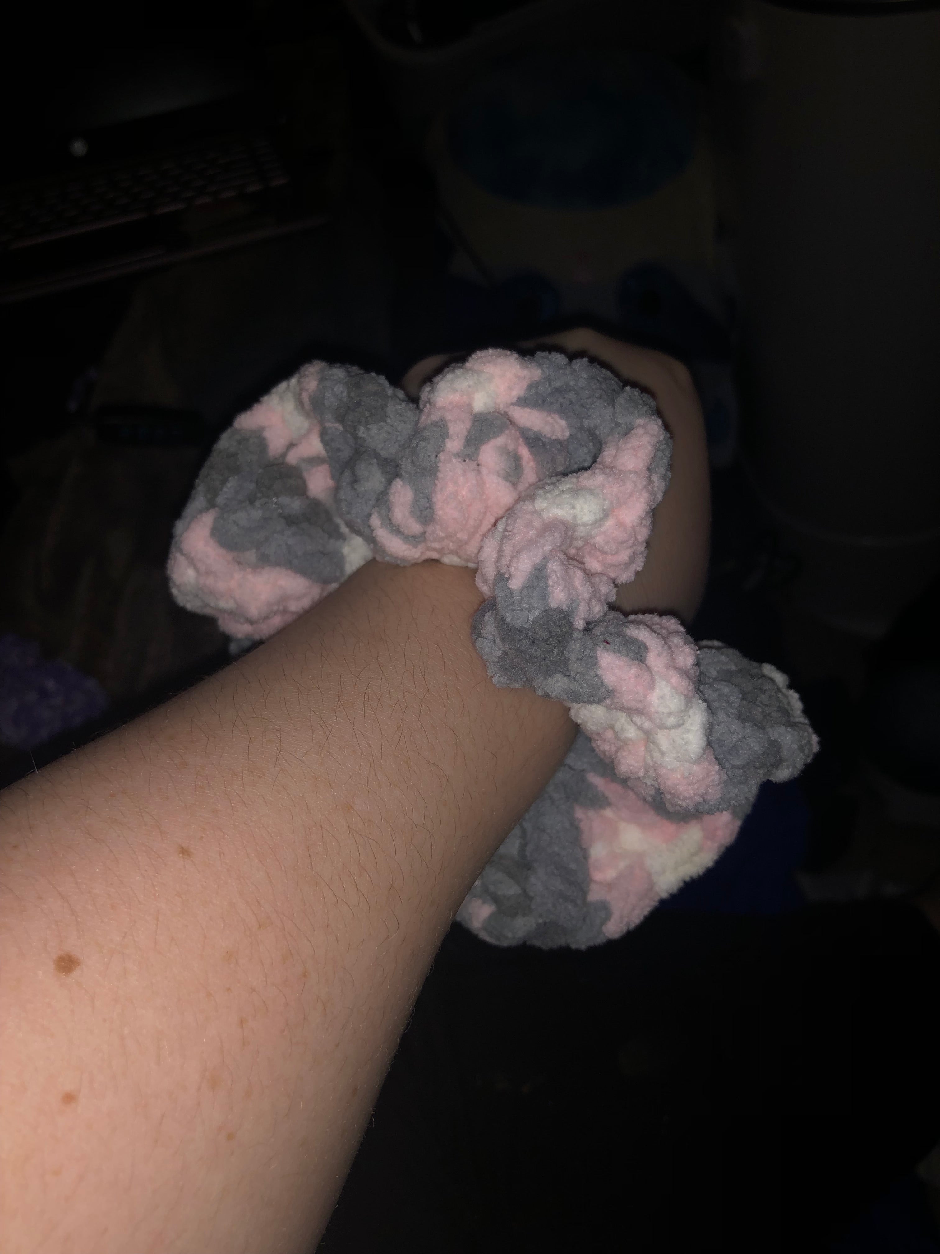 White,gray,pink scrunchies
