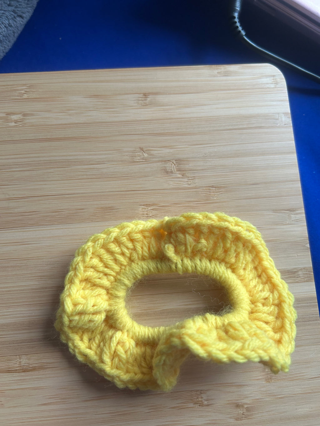 Crochet yellow scrunchie