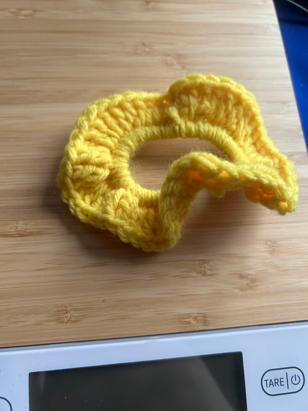 Crochet yellow scrunchie